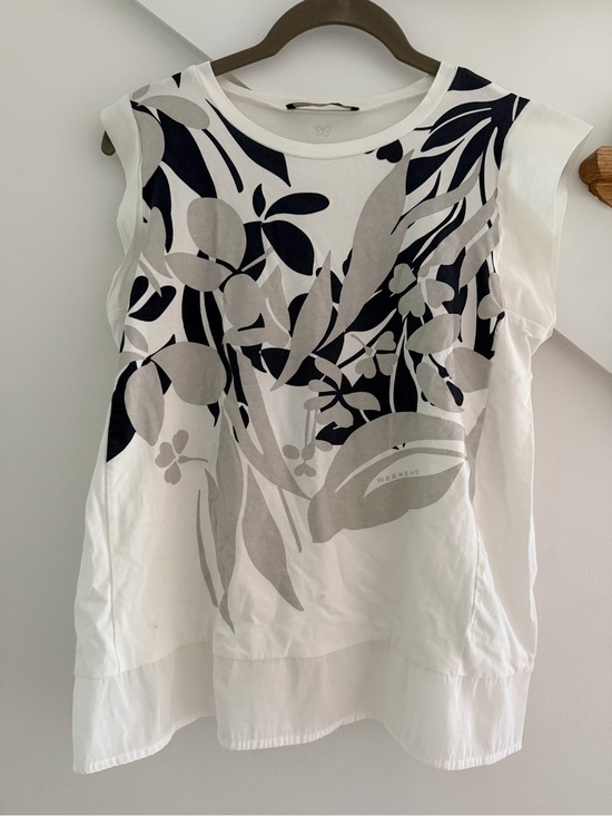 MaxMara Tops - MaxMara White Tank Top with Black and Gray Floral Print